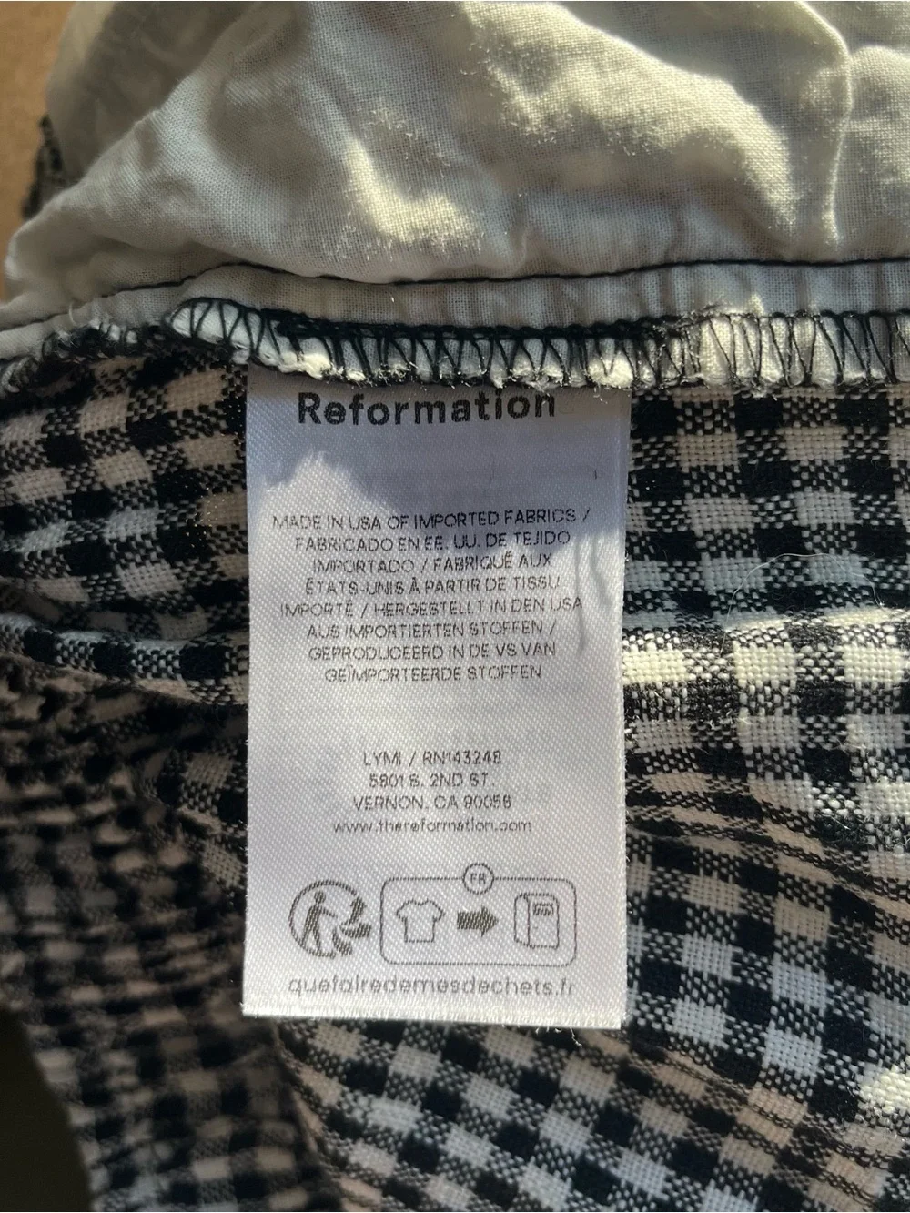 Reformation Fernando Linen Wide Leg Pant, Size XSP in Remy Check